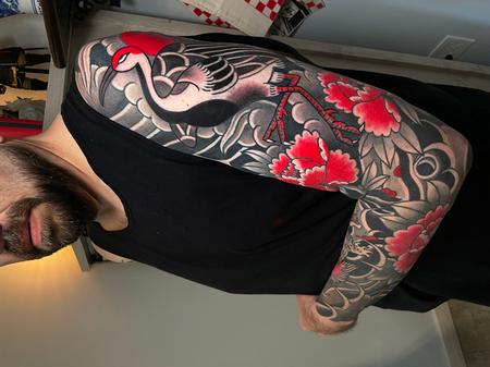 Angel Serrano - Crane, Turtle, Flowers Sleeve #1